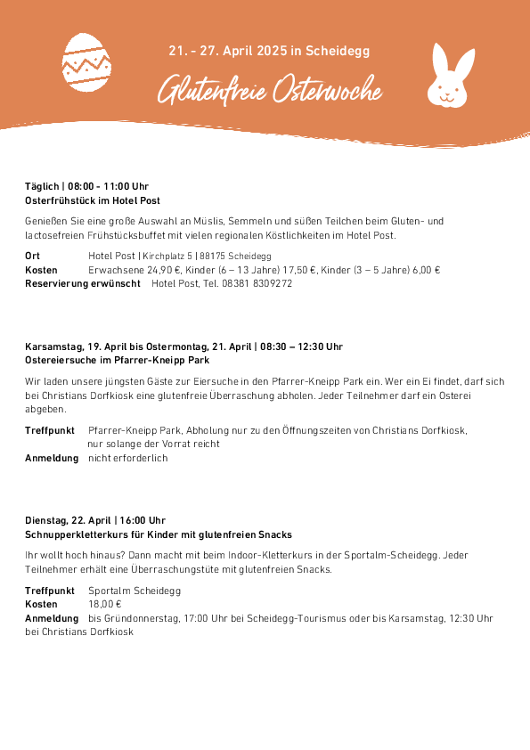 Programm Glutenfreie Osterwoche