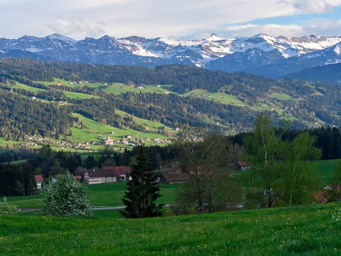 Blick von Scheidegg auf die Gemeinde Thal