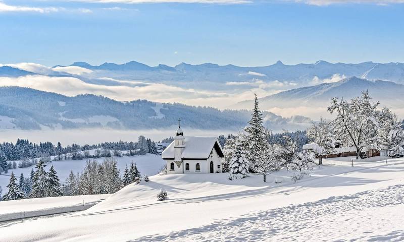 Hubertuskapelle in Scheidegg im Winter